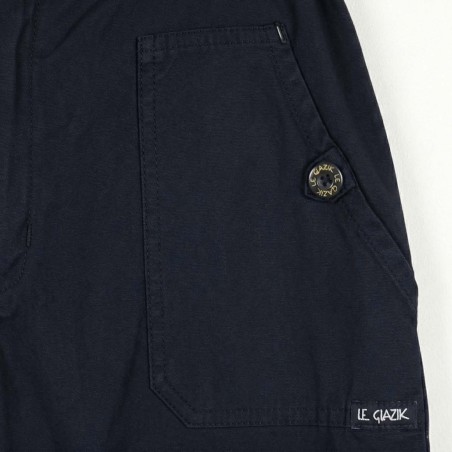 Pinta, Pantacourt femme en toile stretch avec pattes sur poches navy