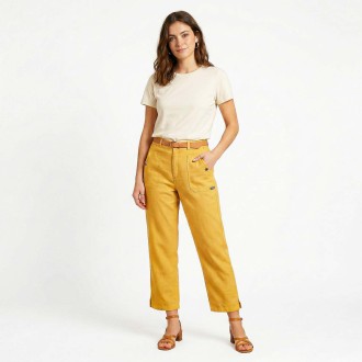 Pline, Pantacourt femme Lin et Coton naturels carambole