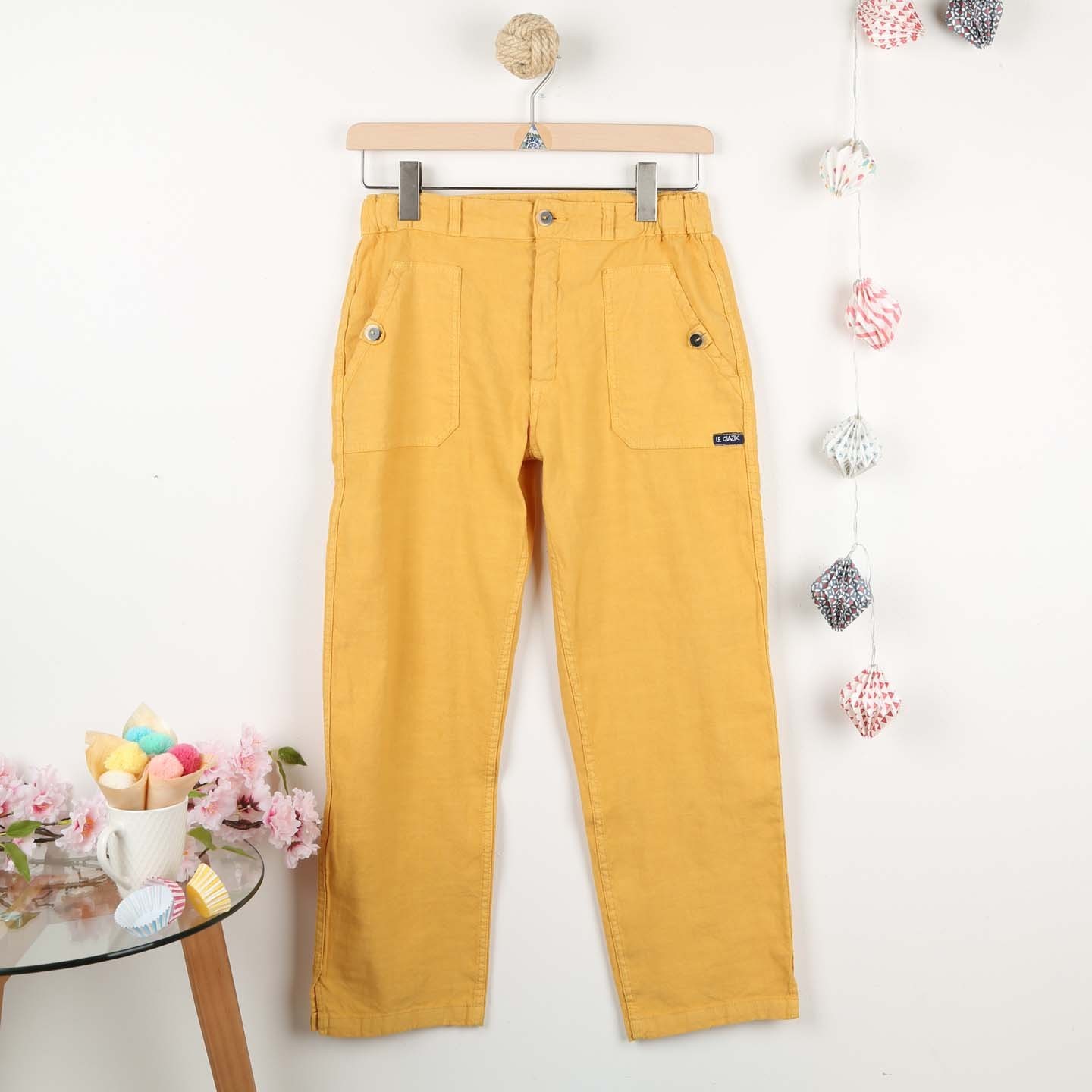 Pline, Pantacourt femme Lin et Coton naturels carambole