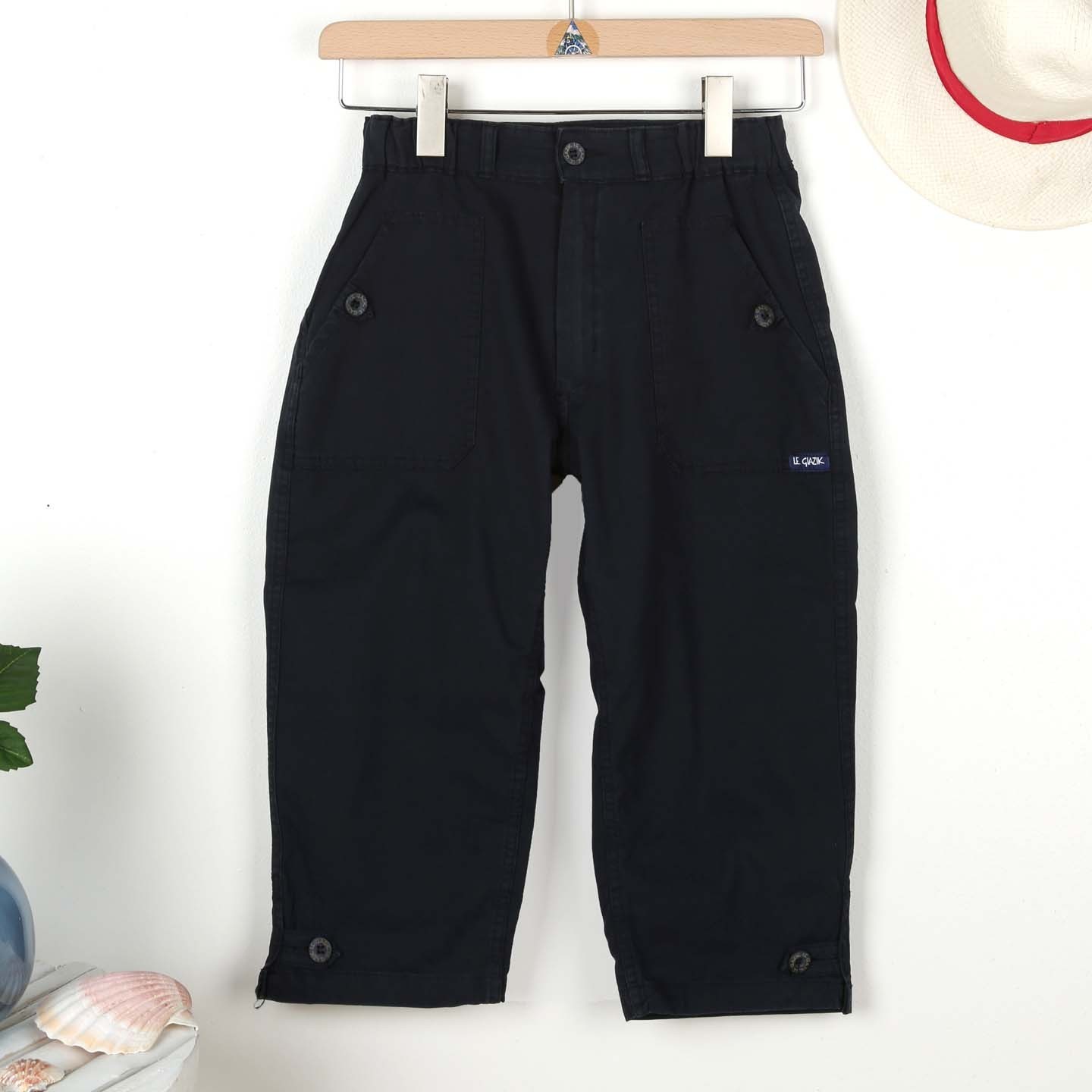 Pompadour, Stretch coton canvas pirate pants for woman navy
