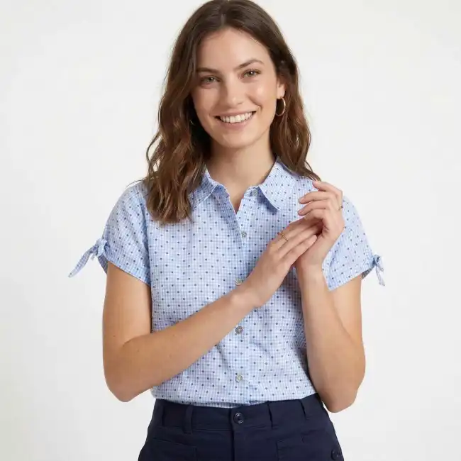 Malidor, chemisier fantaisie manches courtes en 100% coton
