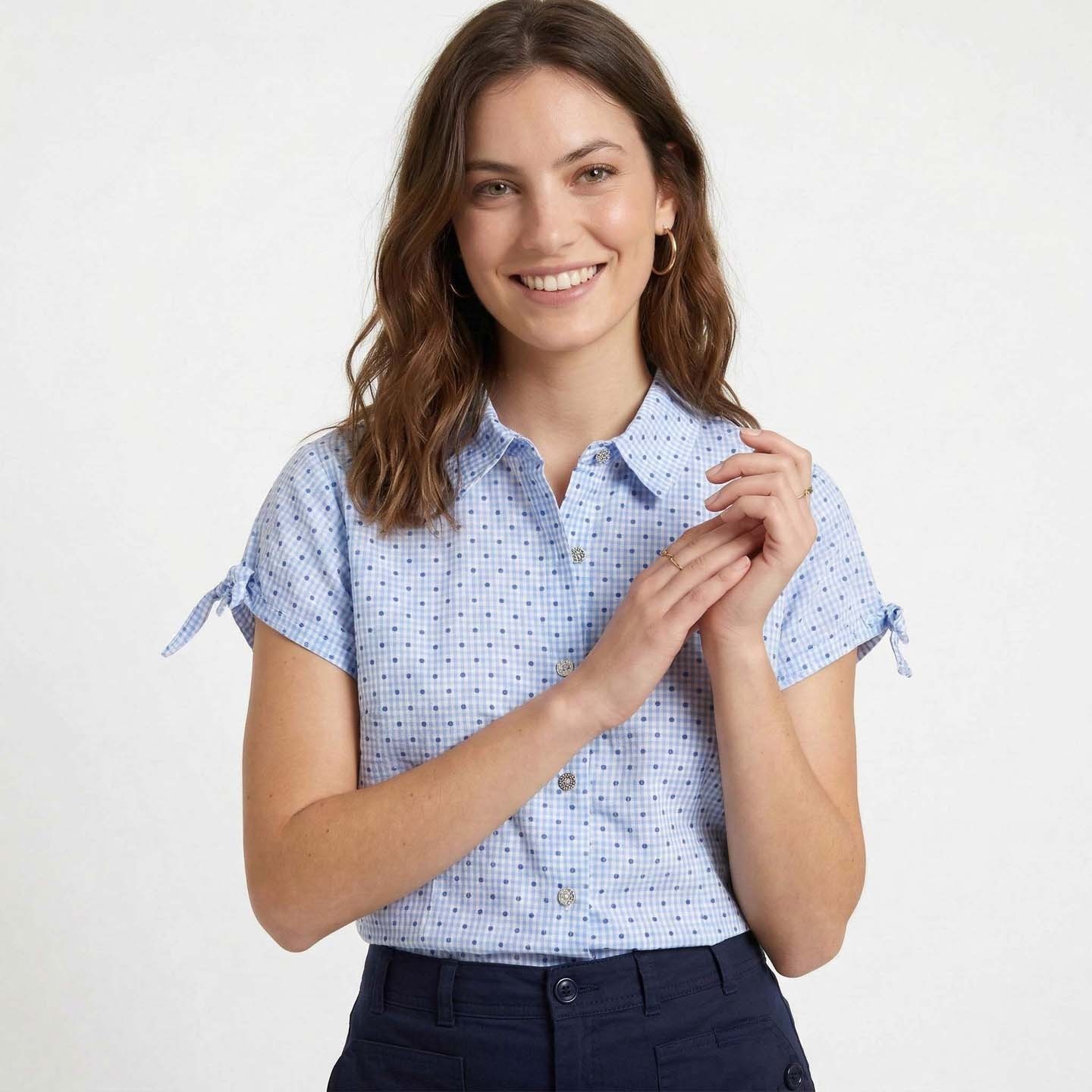 Malidor, short-sleeved fantasy blouse in 100% cotton