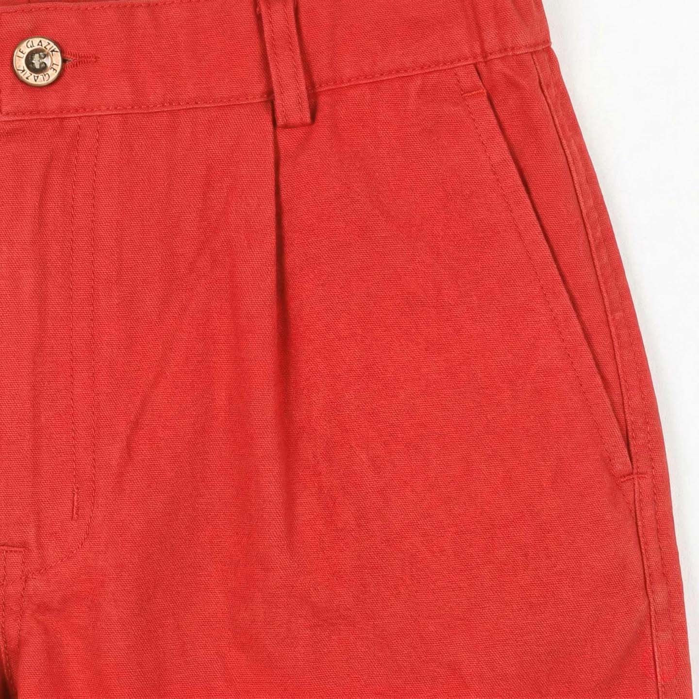 Bernicle, Bermuda homme en toile coton Bio droit rouge