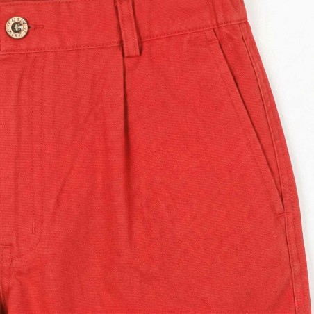 Bernicle, Bermuda homme en toile coton Bio droit rouge