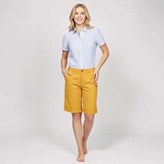Barbara, Bermuda avec revers en toile stretch pamplemousse