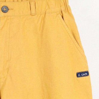 Barbara, Bermuda shorts with lapels in strecth canvas pamplemousse