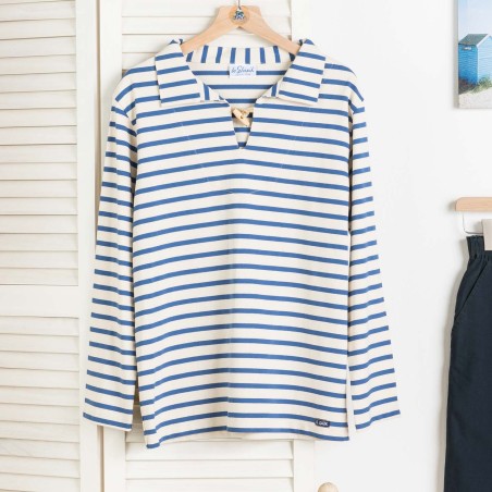 Rosier, Vareuse mixte en Jersey rayé ecru x indigo