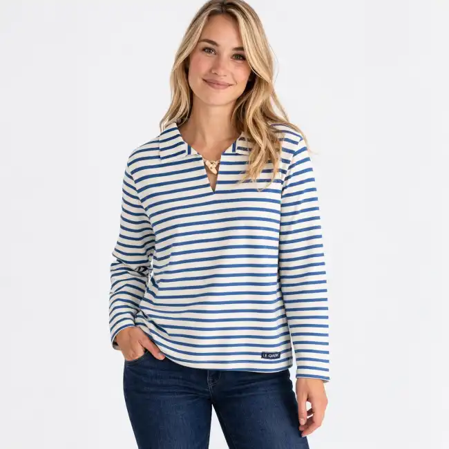 Rosier, Vareuse mixte en Jersey rayé ecru x indigo