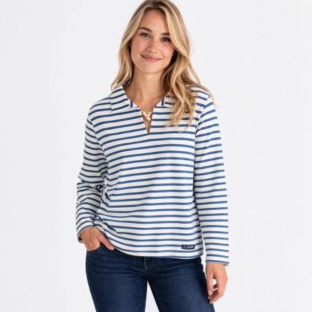 Rosier, Vareuse mixte en Jersey rayé ecru x indigo