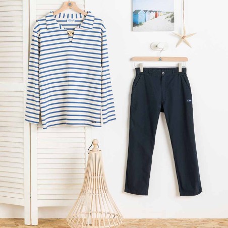 Rosier, Mixed Striped Jersey Smock ecru x indigo