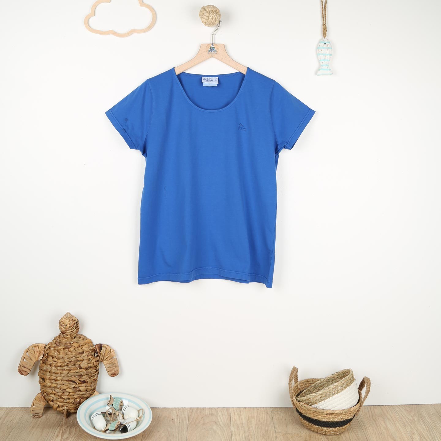 Zéa, T-shirt 100% coton avec logo Le Glazik bleu