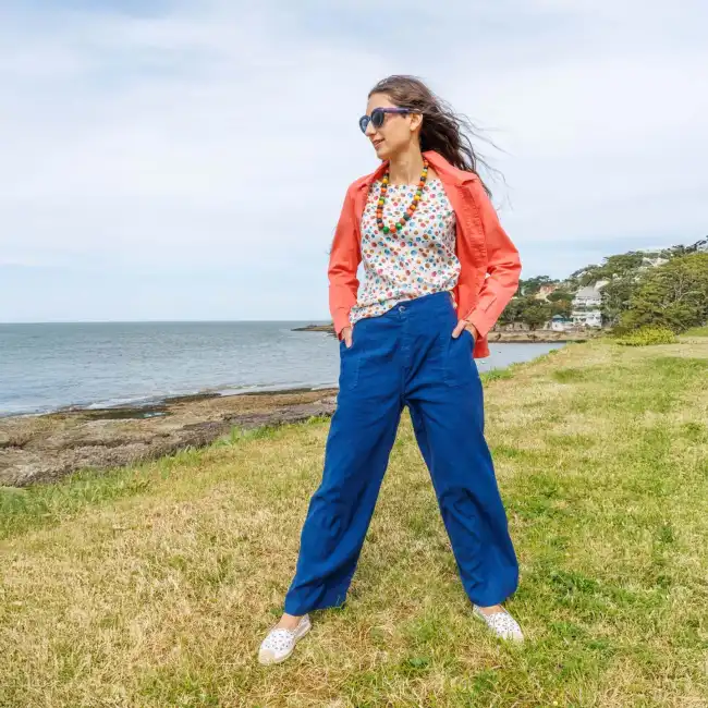 Péninsule, Pantalon rond en coton & lin, jambes larges