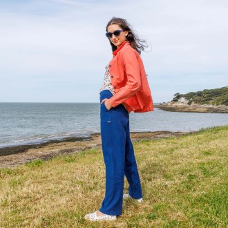 Péninsule, Pantalon rond en coton & lin, jambes larges