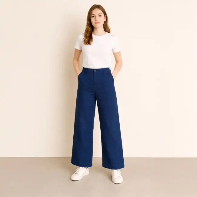 Péninsule, Wide-Legged Trousers in Cotton & Linen