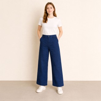 Péninsule, Wide-Legged Trousers in Cotton & Linen