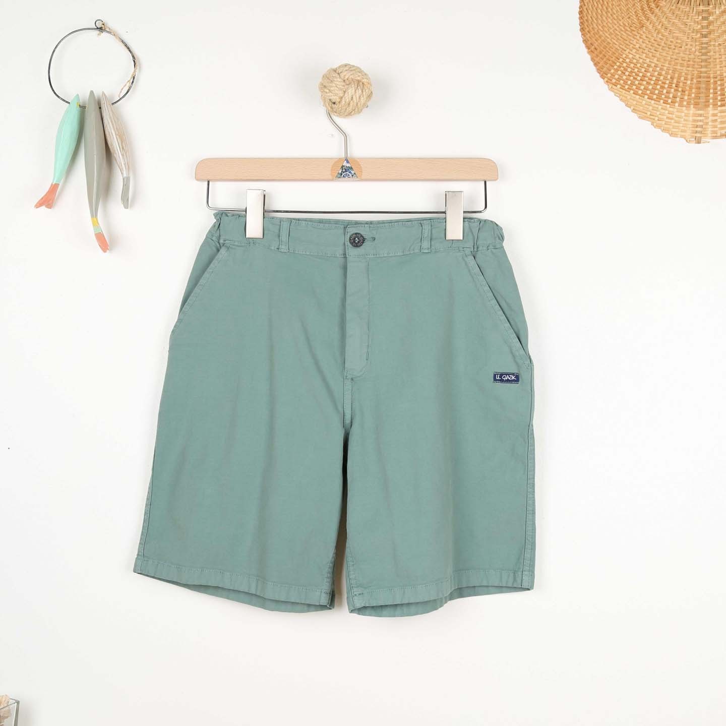 Barre, Bermuda en toile stretch coton romarin