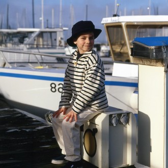 Rosa, Vareuse enfant jersey rayé ecru x marine