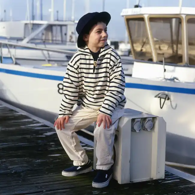 Rosa, Vareuse enfant jersey rayé ecru x marine