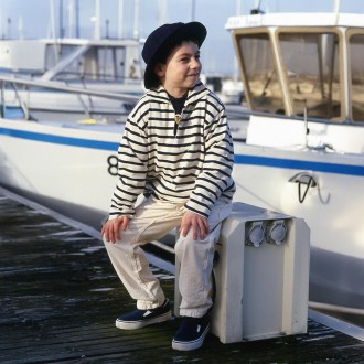Rosa, Vareuse enfant jersey rayé ecru x marine