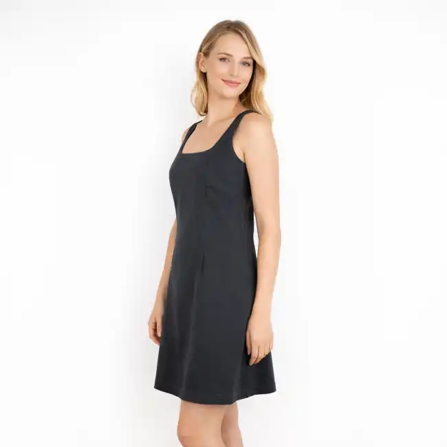 Mahone, Robe en toile stretch coton graphite