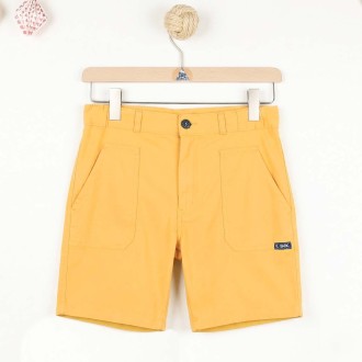 Odet, Short court en toile stretch coton femme jaune