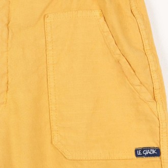 Odet, Short court en toile stretch coton femme jaune