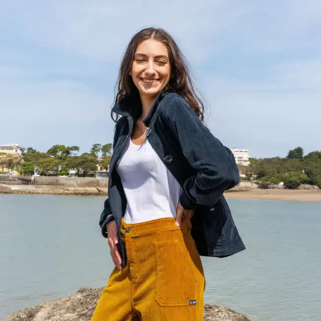 Formia, Veste en velours larges côtes stretch prusse