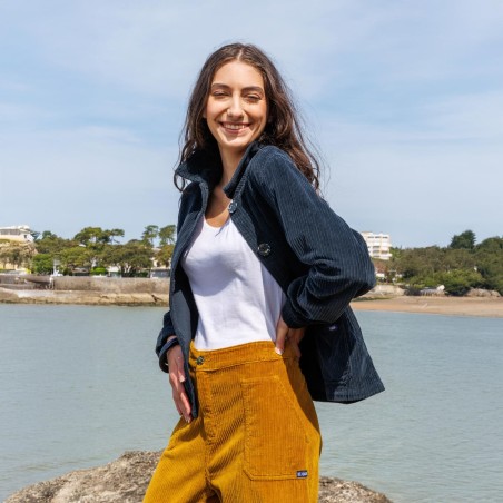 Formia, Veste en velours larges côtes stretch prusse