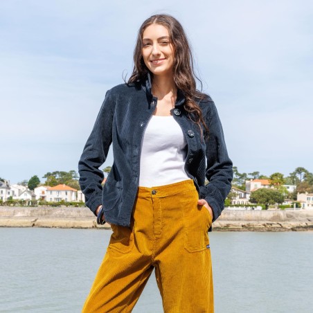 Formia, Veste en velours larges côtes stretch prusse