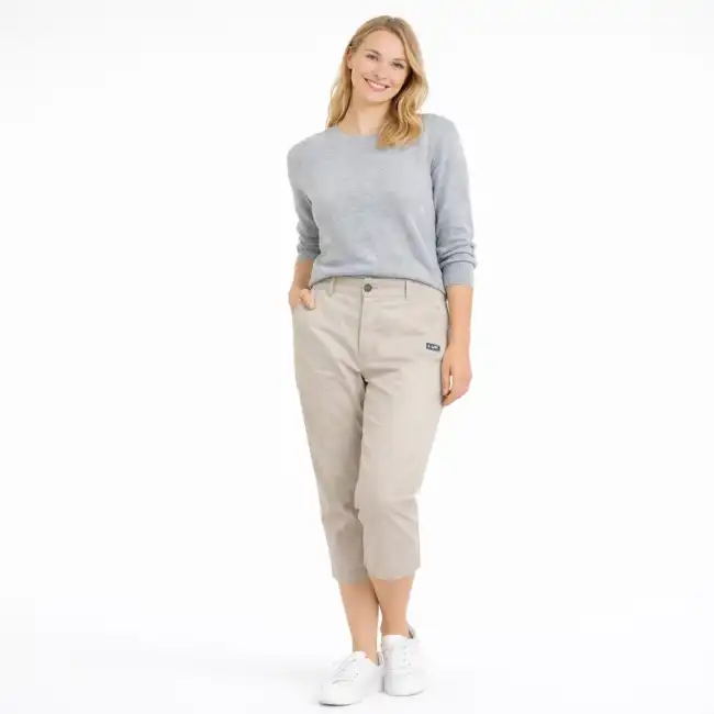 Polynice, pantacourt en tissu stretch satiné