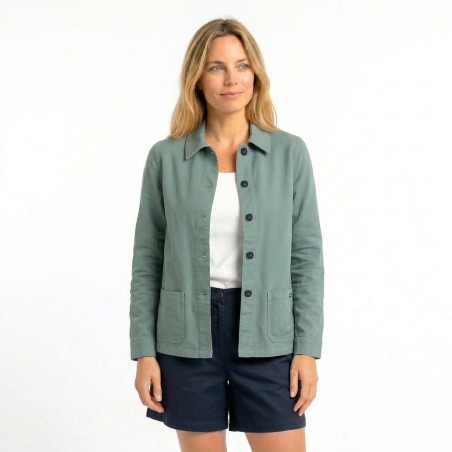 Flore, Veste en toile stretch coton romarin