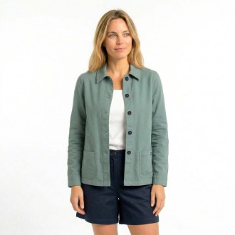 Flore, Veste en toile stretch coton romarin