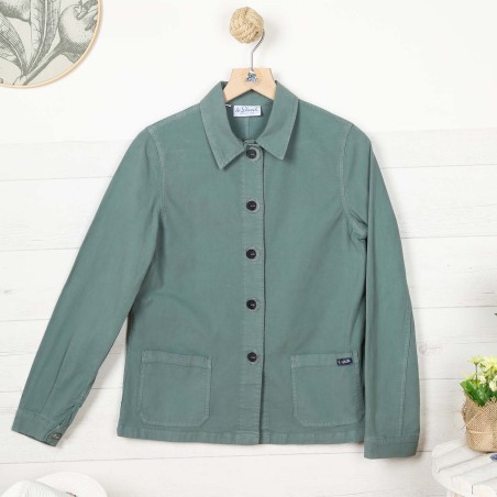 Flore, Veste en toile stretch coton romarin