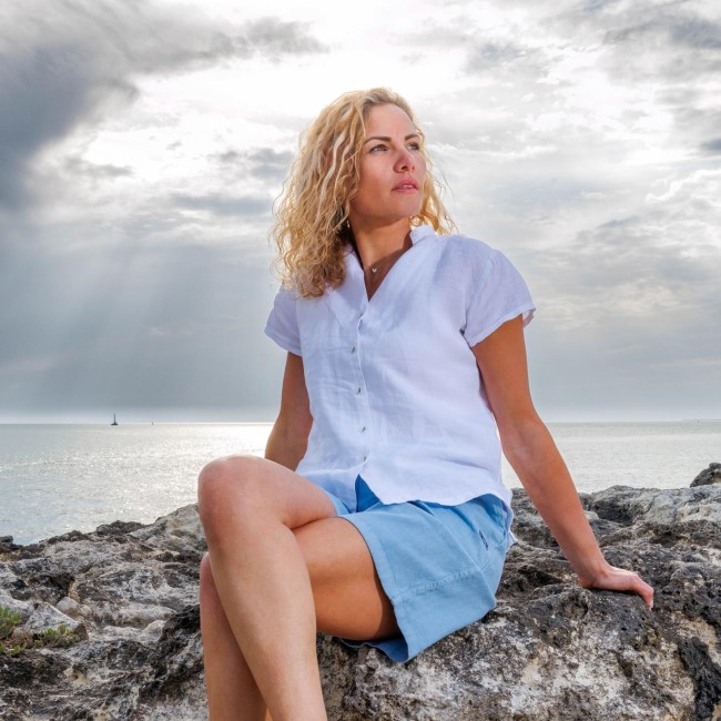 Chemise Femme Philanthropy – Coton – Manches Courtes – Tie Dye Blanche – Taille S – Occasion
