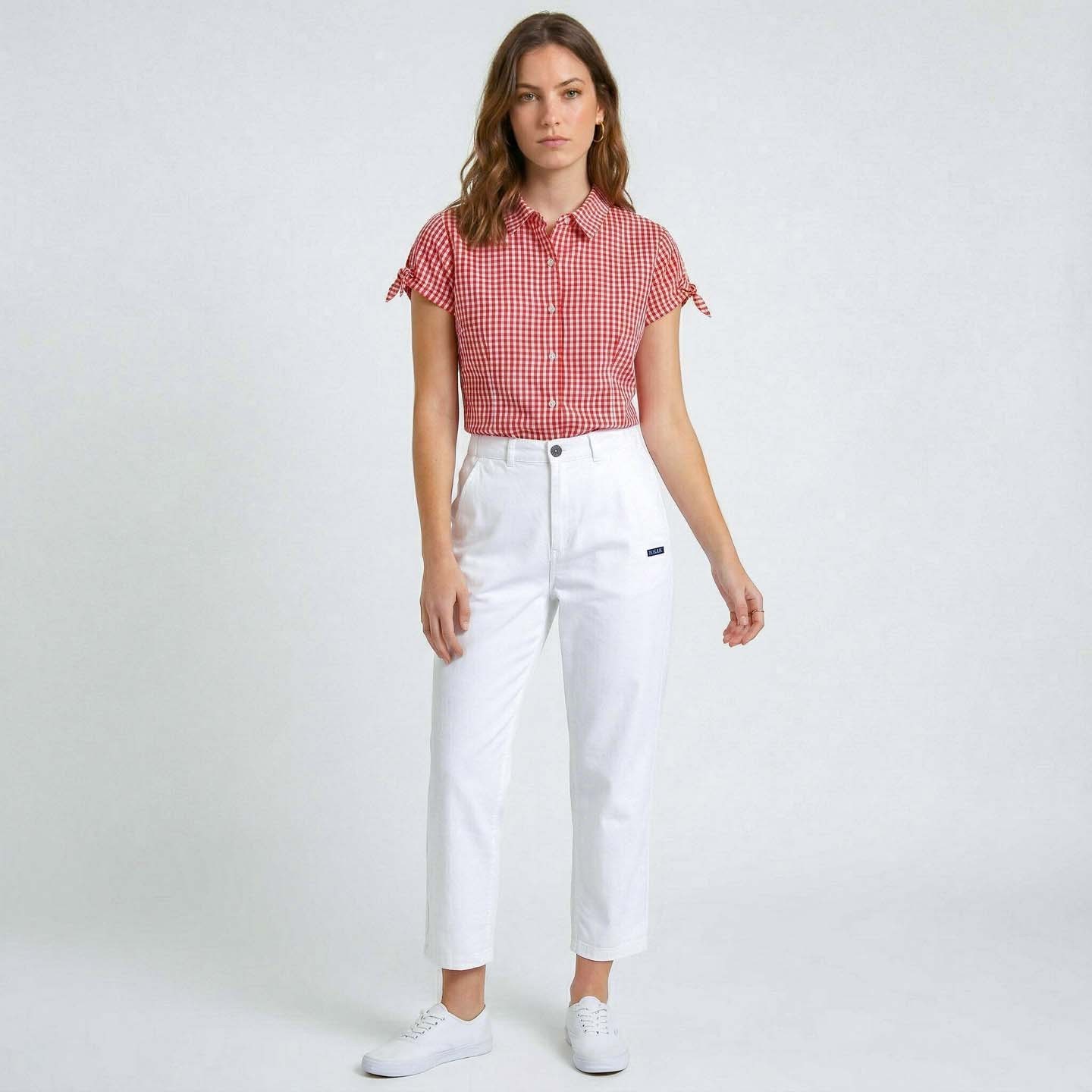 Poupe, Stretch Canvas Straight Cut Trousers white