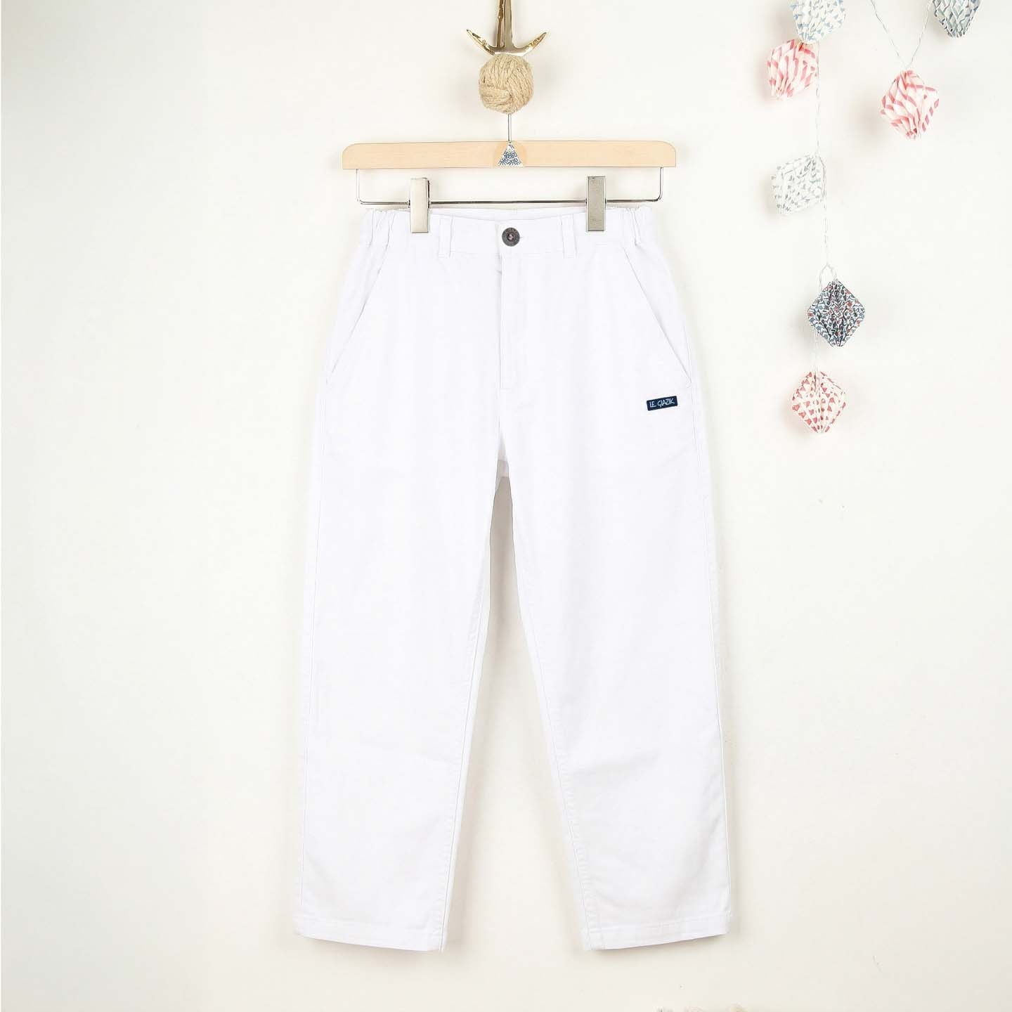 Poupe, Pantacourt coupe droite en toile stretch blanc
