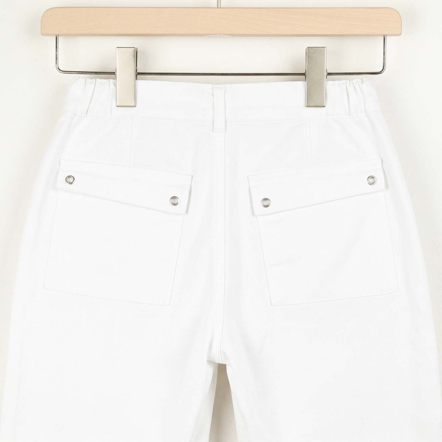 Poupe, Pantacourt coupe droite en toile stretch blanc
