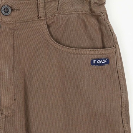 Laura, Pantalon d'hiver en gabardine stretch chataigne