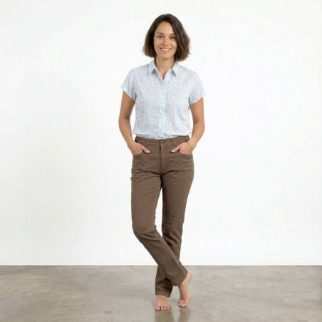 Laura, Stretch gabardine winter pants chataigne