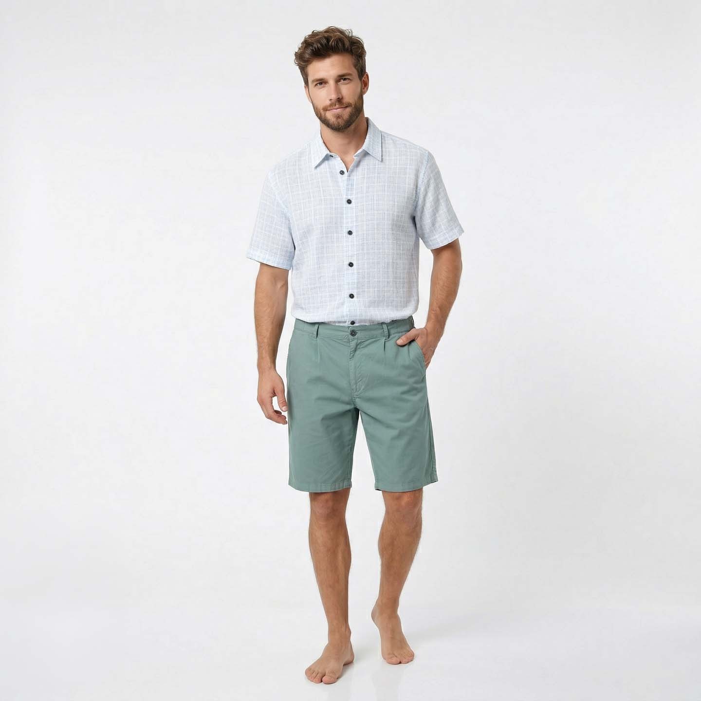 Balane, Right Gabardine stretch canvas Bermuda Shorts romarin