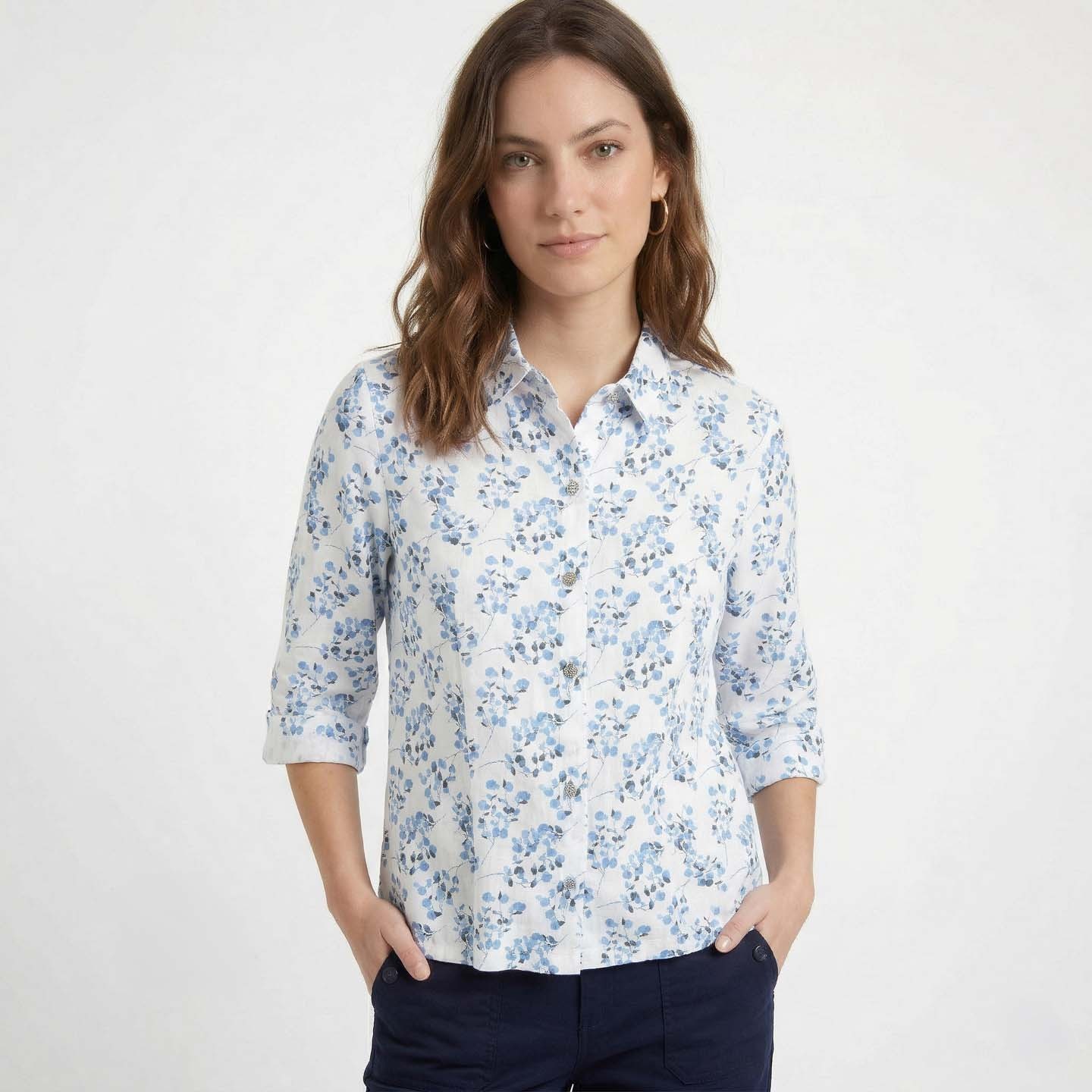 Malatya, medium-sleeved blouse in 100% linen