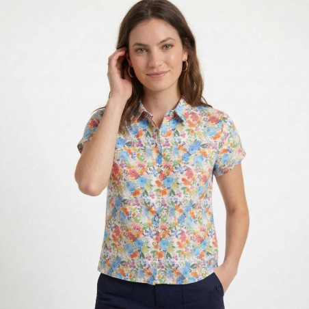 Magliana, Chemisier Floral en Coton de Qualité Supérieure