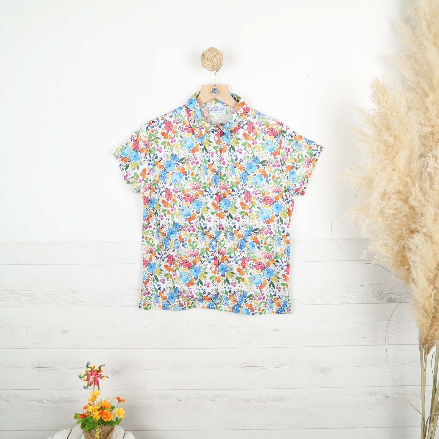 Magliana, Chemisier Floral en Coton de Qualité Supérieure
