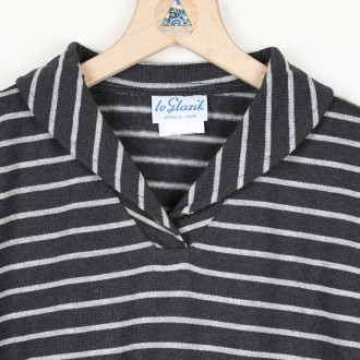 Tacoma, Pull léger manches longues en coton gratté anthracite argent