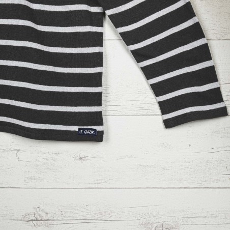 Tacoma, Pull léger manches longues en coton gratté anthracite argent