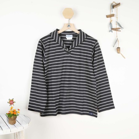 Tacoma, Pull léger manches longues en coton gratté anthracite argent