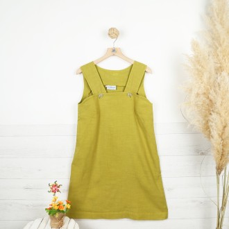 Mélissane, robe bretelle en lin & coton FENOUIL