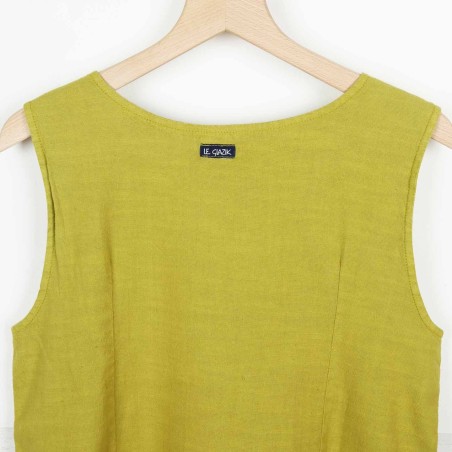 Mélissane, robe bretelle en lin & coton FENOUIL