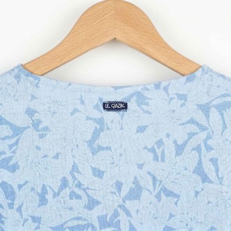 Mosquitie, blue printed linen and cotton blouse