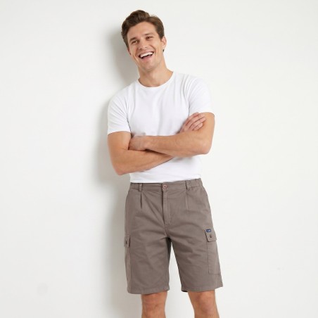Blavet, Bermuda shorts with a side pocket in stretch gabardine praline